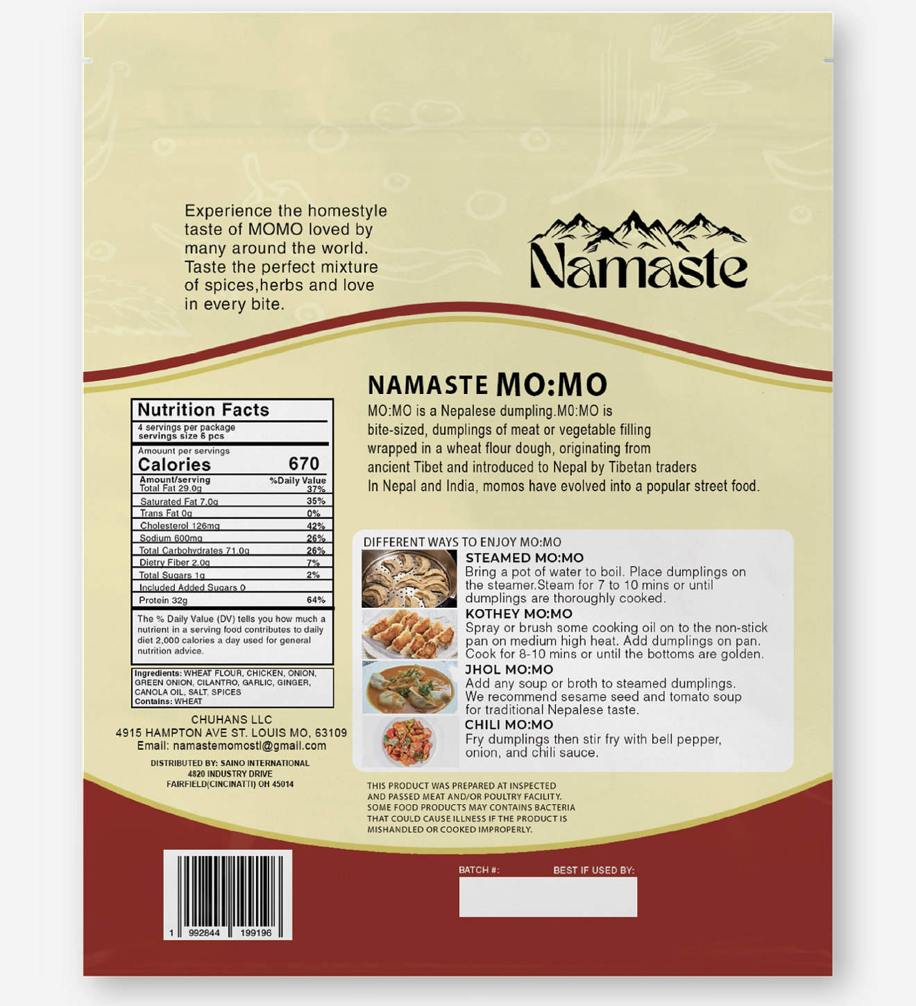 Chicken Dumplings Party Pack (MO:MO) - 4 Bags/96pcs